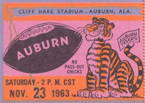 Auburn Tigers Football Ticket Stub Art Cliff Hare Stadium Wall Art Home Decor
